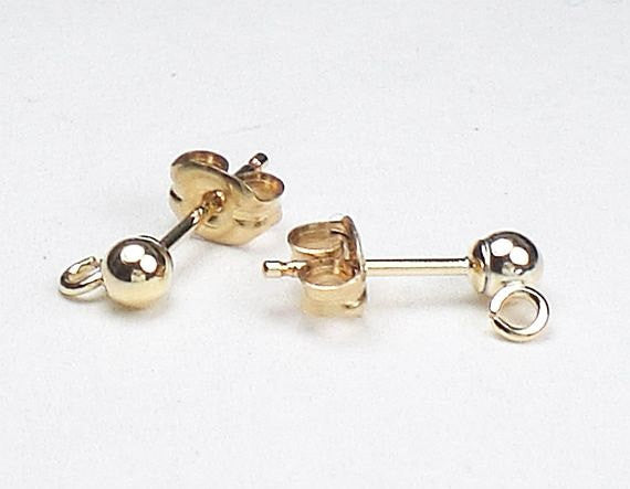 14K Gold Filled Ball Post Earring with Ring and Butterfly Clutch 3mm Ball GF-125 - Royal Metals Jewelry Supply