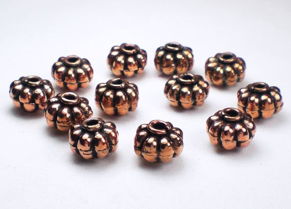 9mm Fluted Rondelle Solid Copper Beads Genuine Copper Beads 12 pcs. GC-288