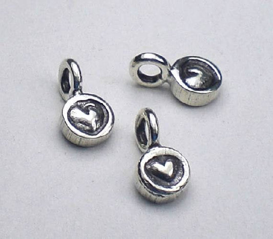 Tiny Heart Charms Karen Hill Tribe Fine Silver Thai Silver 3 pcs. HT-228