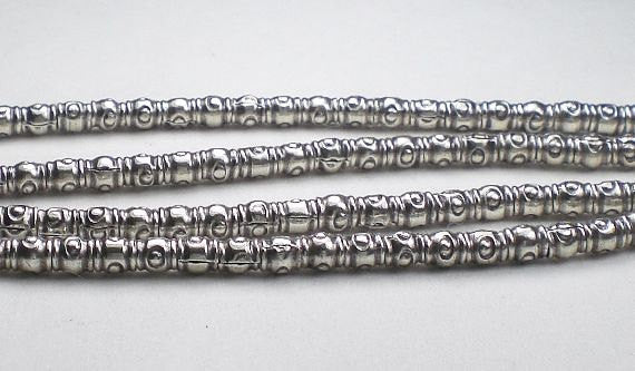 Karen Hill Tribe Stamped Tube Beads 3.5mm Fine Silver Spacer Bead 20 pcs. HT-234