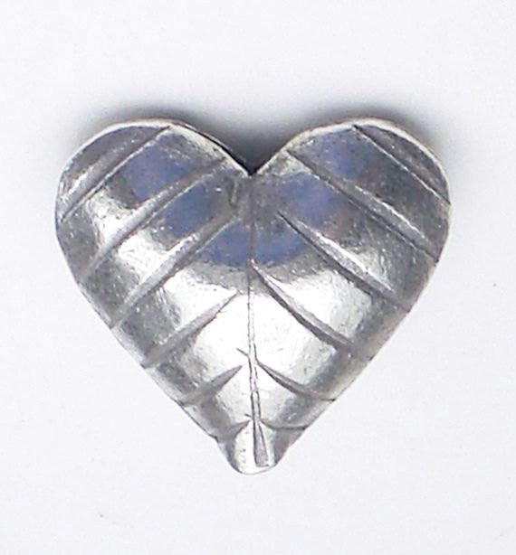 Karen Hill Tribe Puffed Heart Bead Fine Silver Bead 14mm x 15.5mm HT-112