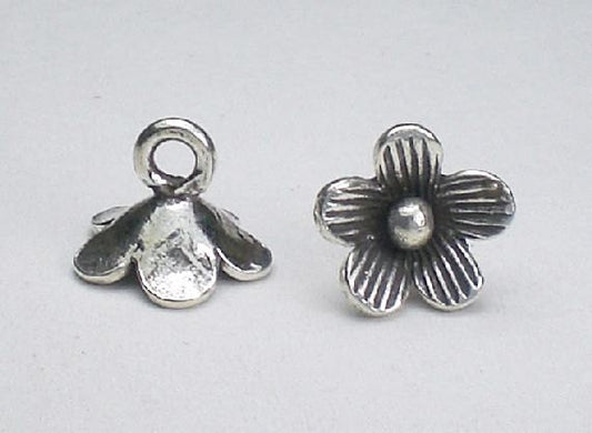 Fine Silver Flower Charms Karen Hill Tribe Charm 10mm 3 pcs. HT-240