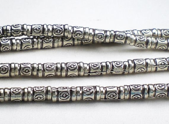 5.4mm Karen Hill Tribe Stamped Tube Beads Fine Silver Spacer Bead 20 pcs. HT-220 - Royal Metals Jewelry Supply