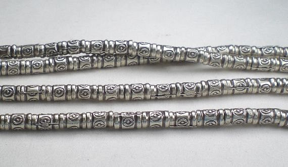 5.4mm Karen Hill Tribe Stamped Tube Beads Fine Silver Spacer Bead 20 pcs. HT-220 - Royal Metals Jewelry Supply