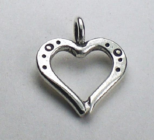 Open Heart Charms Pendants Karen Hill Tribe Fine Silver 17mm Thai Silver 2 pcs. HT-227