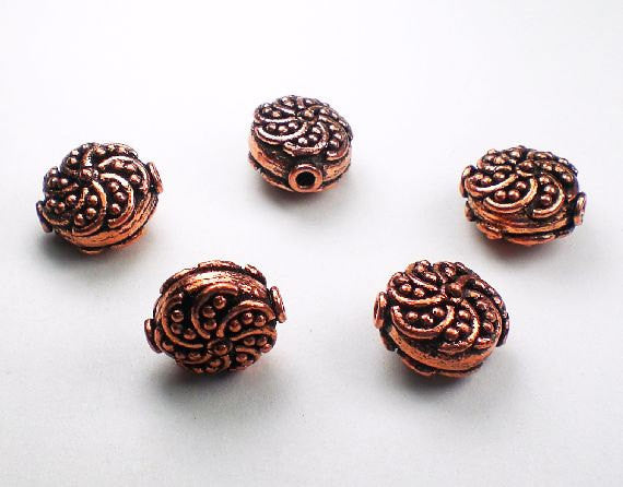 13mm Genuine Copper Rondelle Beads Copper Beads 5 pcs. GC-297 - Royal Metals Jewelry Supply