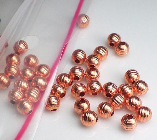 4.7mm Lined Copper Round Spacer Beads Genuine Copper Bead 50 pcs. GC-306 - Royal Metals Jewelry Supply