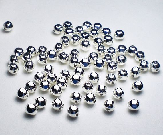 3mm Sterling Silver Beads Faceted Round 50 pcs. S-148 - Royal Metals Jewelry Supply