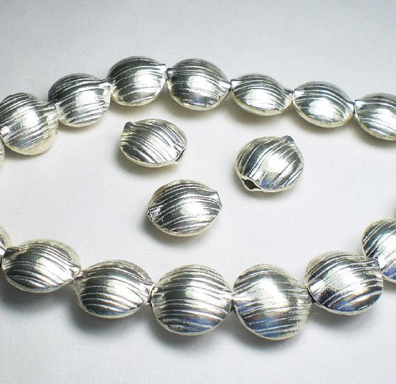 12mm Puffed Coin Beads Karen Hill Tribe Fine Silver 3 pcs. HT-242