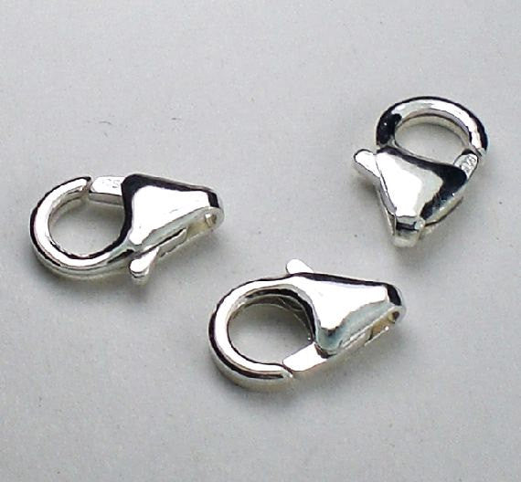 Sterling Silver Lobster Clasps No Ring 10mm Trigger Clasp 3 pcs. LC-100