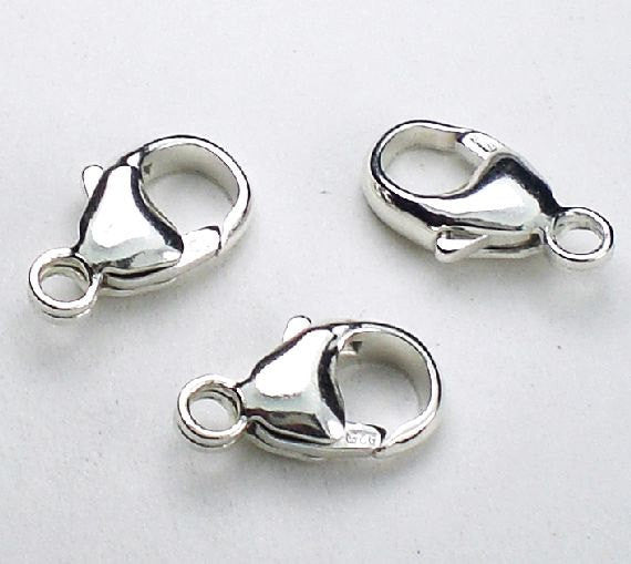 11.5mm Sterling Silver Lobster Clasps With Soldered Ring Trigger Clasp 3 pcs. LC-102 - Royal Metals Jewelry Supply