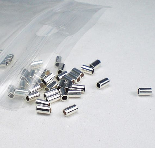 Sterling Silver 2x3mm Crimp Beads Tubes 50 pcs. M-100-A