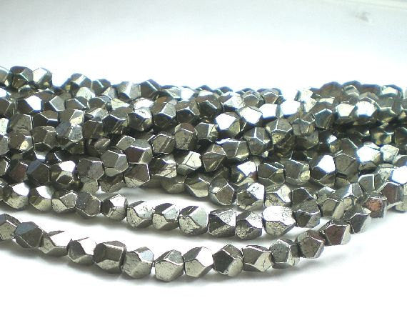 6mm Faceted Pyrite Nugget Beads Pyrite Beads 25 pcs. - Royal Metals Jewelry Supply
