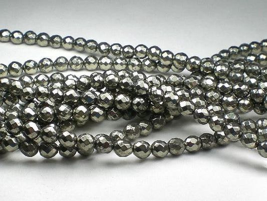 Pyrite Round Faceted Beads 5.5mm Half or Full Strand