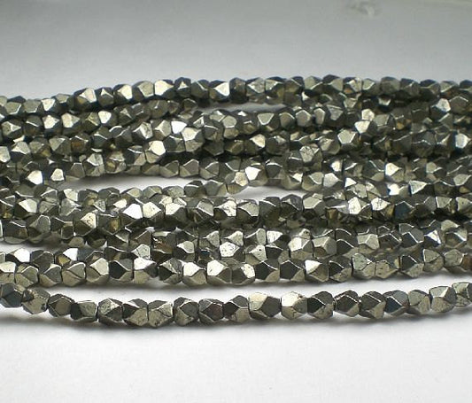 Faceted Pyrite Nugget Beads 5mm Pyrite Beads 30 pcs. PYN5