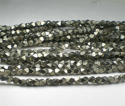 Faceted Pyrite Nugget Beads 5mm Pyrite Beads 30 pcs. PYN5