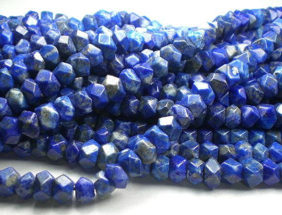 Lapis Lazuli Faceted Nugget Beads Blue Beads 8 Inch Loose beads