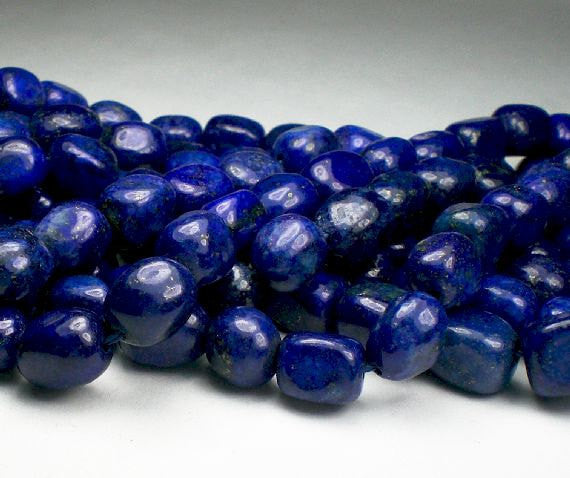Lapis Lazuli Nugget Beads 10mm Blue Beads 15-1/2 Inch Strand