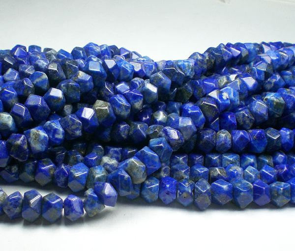 Lapis Lazuli Faceted Nugget Beads Blue Beads 8 Inch Loose beads