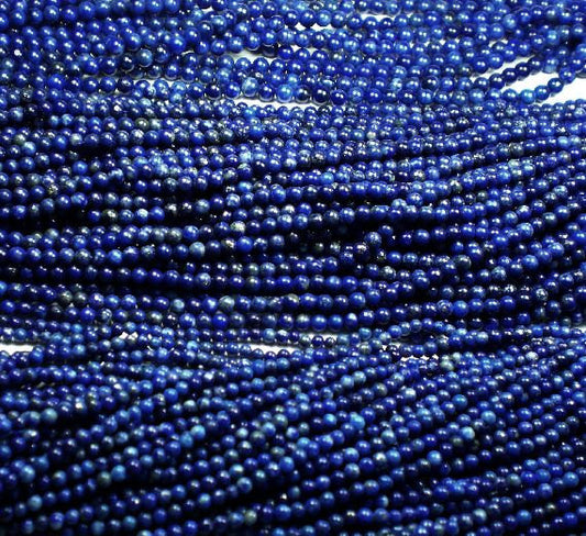 Lapis Lazuli Beads 2mm or 3mm Blue Beads 15.5 Inch Strand