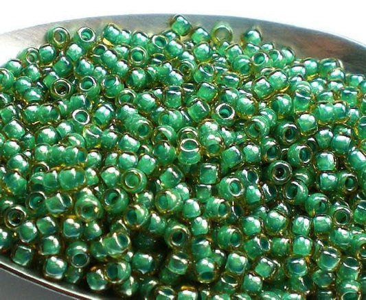 Green TOHO Round 8/0 Japanese Seed Beads Green Mint Lined 15 grams T168-8