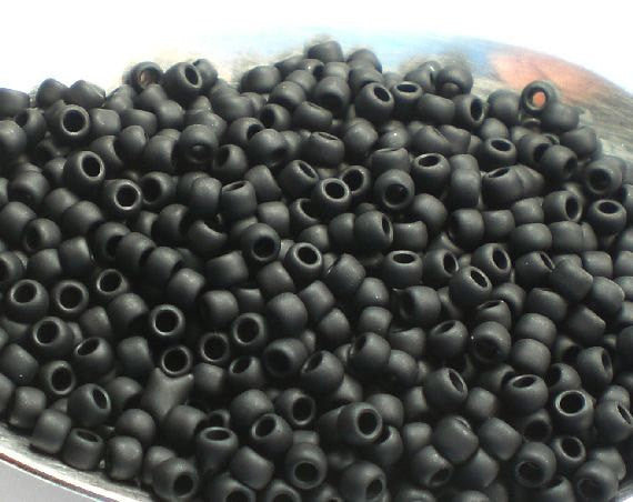Matte Black TOHO Round 8/0 Japanese Seed Beads Jet Black Frosted 15 grams T194-8