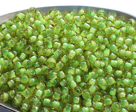 Green TOHO Round 8/0 Japanese Seed Beads Jonquil/Mint Julep Lined 15 grams T237-8