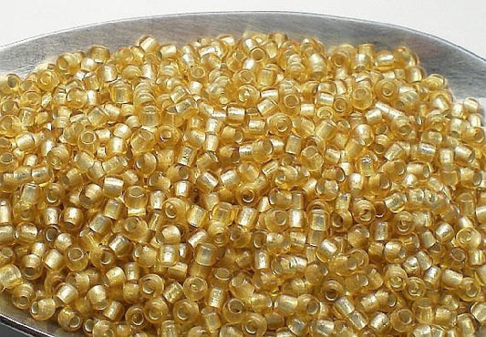 Topaz Lt. Silver-Lined FROSTED TOHO Round 11/0 Japanese Seed Beads Topaz Beads 15 grams T305-11