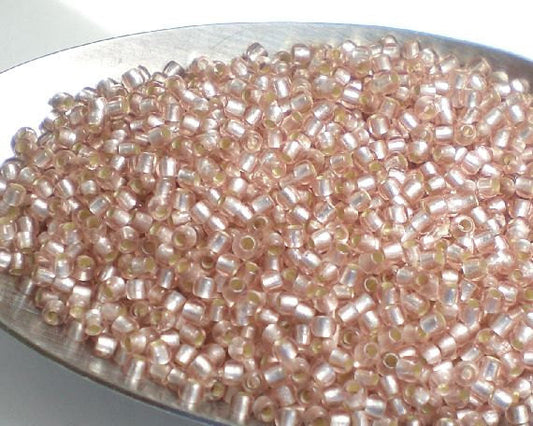 Pink Rosaline Silver Lined FROSTED TOHO Round 11/0 Japanese Seed Beads Rosaline Pink Frosted 15 grams T325-11