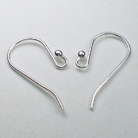Sterling Silver Ball Ear Wires French Hook 21 Ga. 2mm Ball E-110