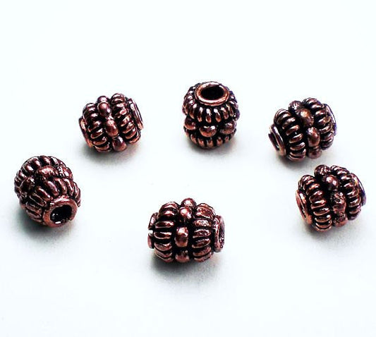 8mm Genuine Copper Beads Copper Barrel Bead Large Hole Beads 6 pcs. GC-326