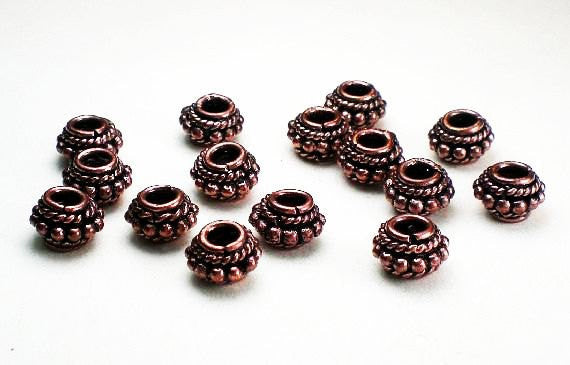 8mm Genuine Copper Beads Solid Copper Spacer Beads Large Hole Bead 15 pcs. GC-323