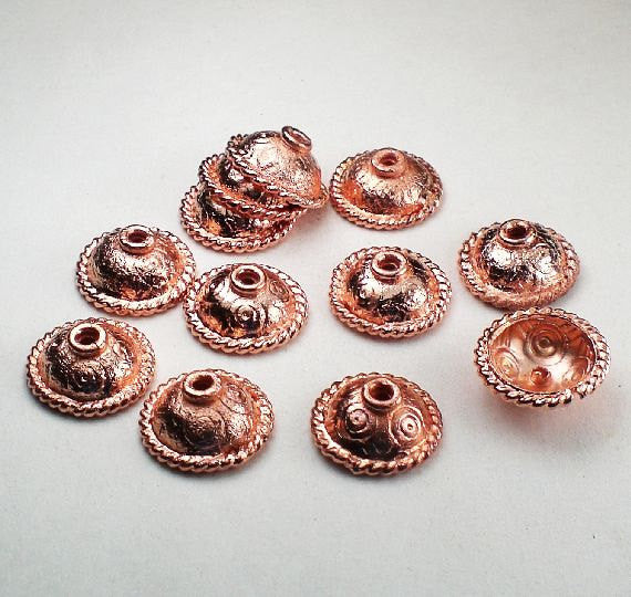 11mm Solid Copper Bead Caps 12 pcs. GC-330 - Royal Metals Jewelry Supply