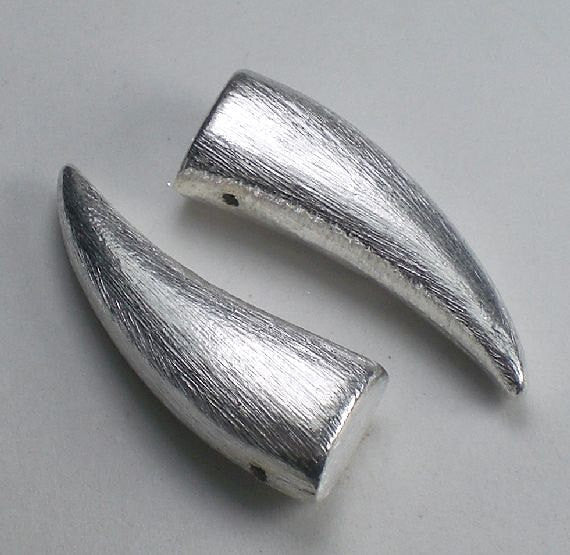 36mm Brushed Sterling Silver Horn Pendant or Teeth Pendant S-158 - Royal Metals Jewelry Supply