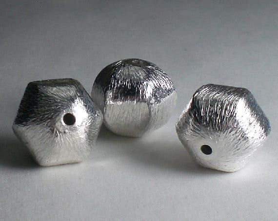 Brushed Sterling Silver Hexagon Bead 12.5mm S-hex