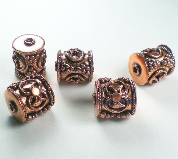 Genuine Copper Beads Big Hole Beads 14mm Barrel Beads Solid Copper Large Hole Bead 3 pcs. GC-337