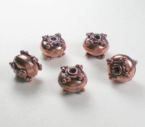 13mm Genuine Copper Beads Big Hole Beads Solid Copper Large Hole Bead 5 pcs. GC-335 - Royal Metals Jewelry Supply