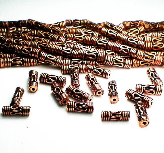 Copper Tube Beads 11mm Solid Copper 14 pcs. GC-341