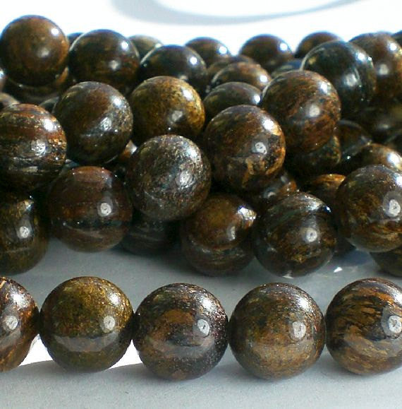 Round Bronzite Beads Brown Beads 8mm or 10mm 8 in. Strand