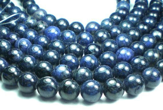Round Dumortierite Beads Blue Beads 10mm or 12mm  8 in. Strand