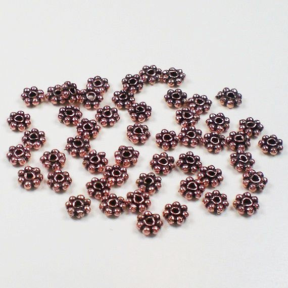Genuine Copper Daisy Spacer Beads 4mm  50, 100, or 250 pcs. GC-140