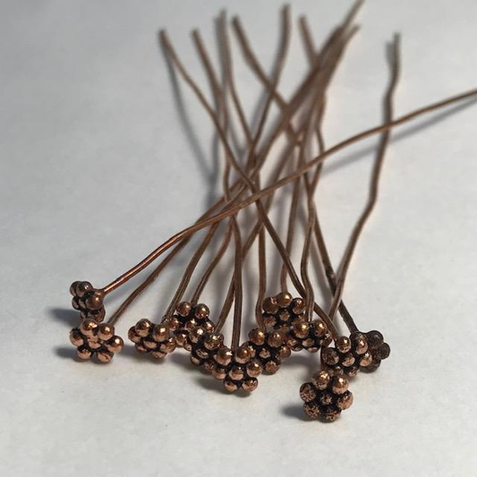 Genuine Copper 3-inch Flower Headpins 15 pcs GC-155